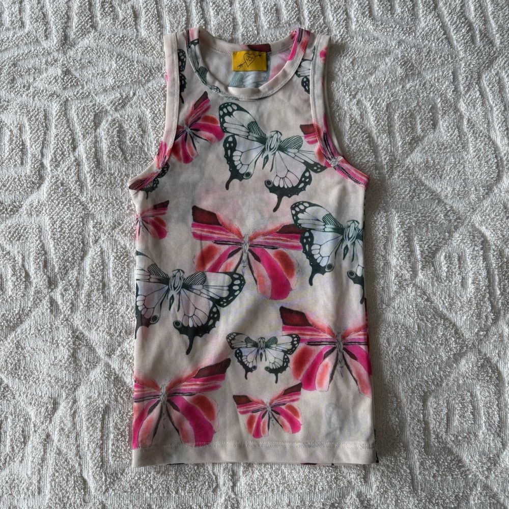 juliet johnstone mesh butterfly tank top